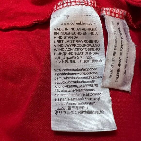CALVIN KLEIN Red Stripe Zip Collar Collared Polo Short Sleeve Shirt L - Picture 7 of 8